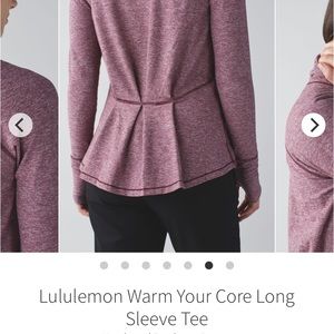 Lululemon Warm Your Core Long Sleeve Tee- size 8